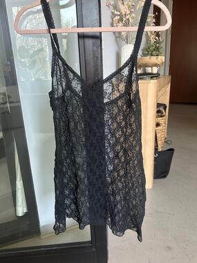 Black Sheer Lace Camisole with V-Neck